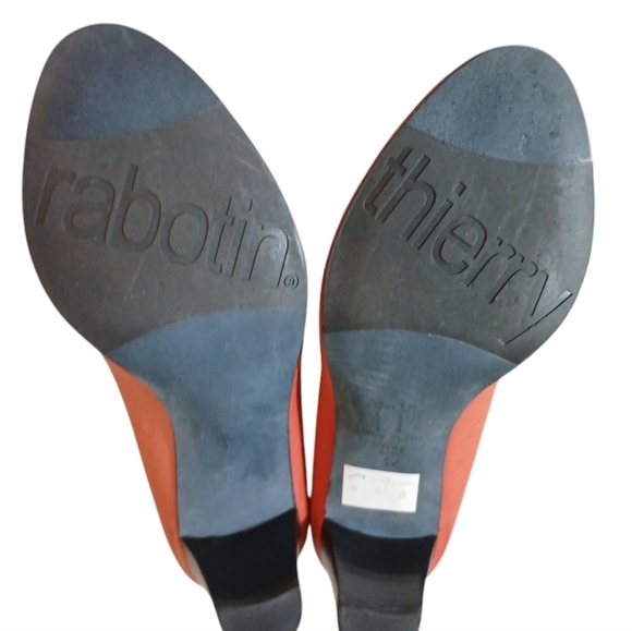 Thierry Rabotin Leather Pumps Orange/Red Heels size 7 - Picture 10 of 12